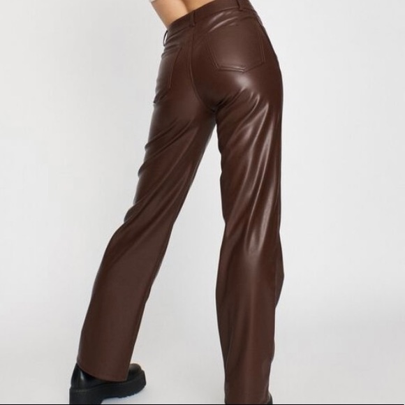 Garage Brown Leather Pants - Picture 2 of 5